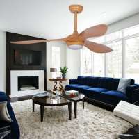 Modern 52" 3 ABS blades wooden color Ceiling Fan with lamp